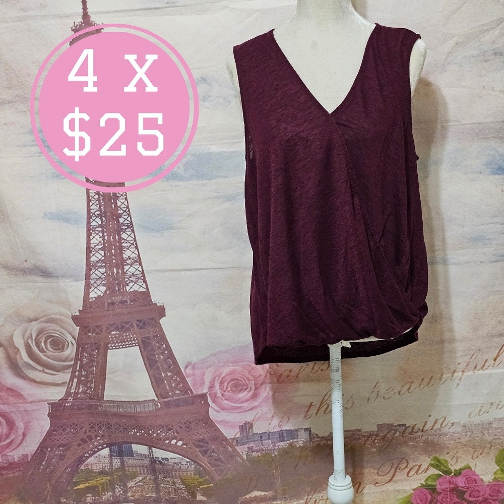 Fourteenth Place Elegant Burgundy Sleeveless Top